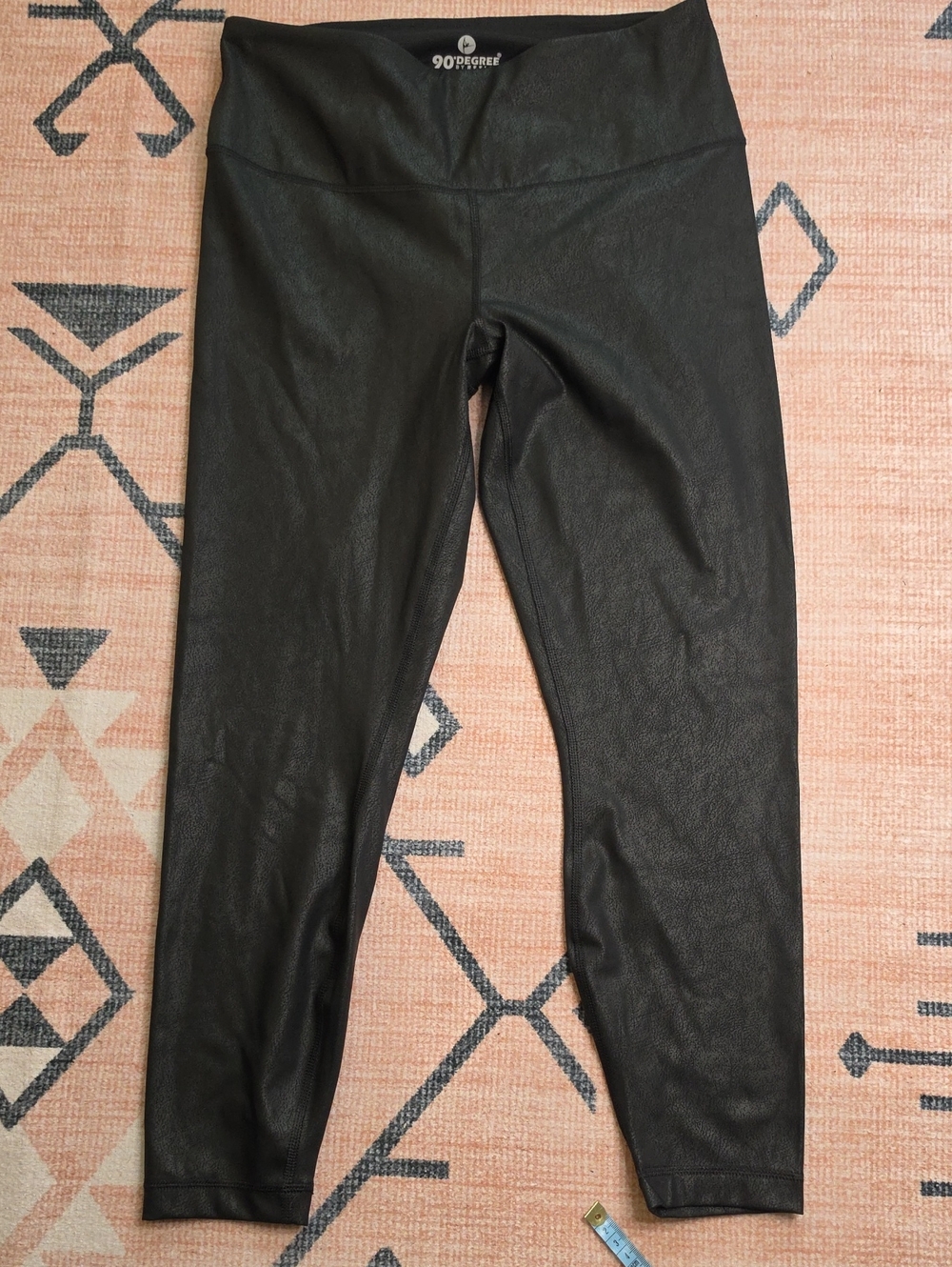 90 Degree By Reflex Girls' Black Faux-Leather Leggings